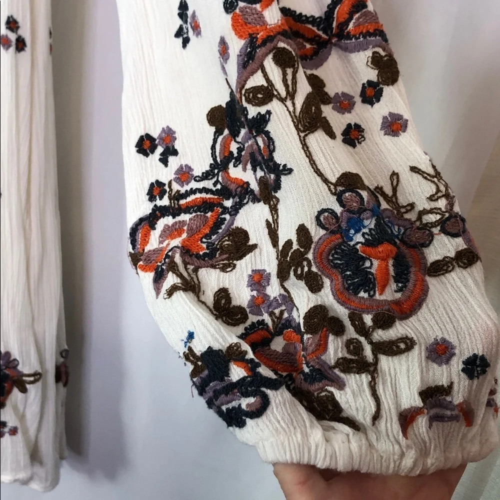 Free People Embroidered Oxford Swing Cut Out Mini Dress Size L - Picture 7 of 11